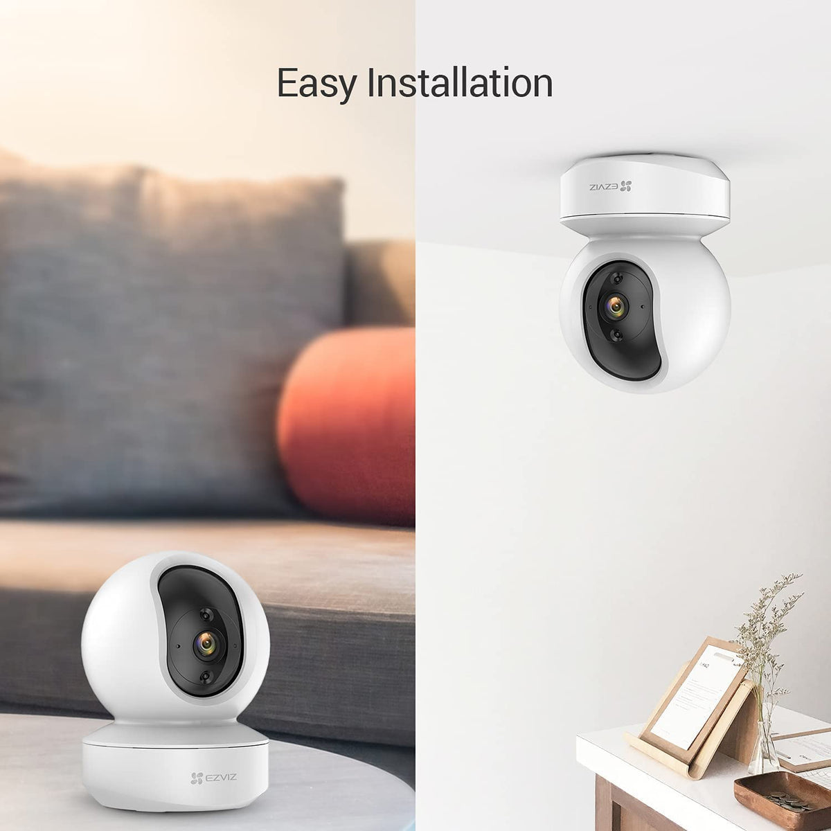Smart Pan Tilt Camera - EZVIZ WiFi Security Camera with Two Way Audio & Motion Tracking