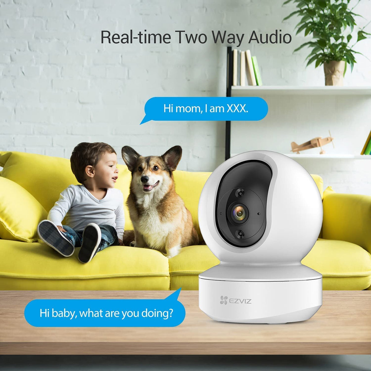 Smart Pan Tilt Camera - EZVIZ WiFi Security Camera with Two Way Audio & Motion Tracking
