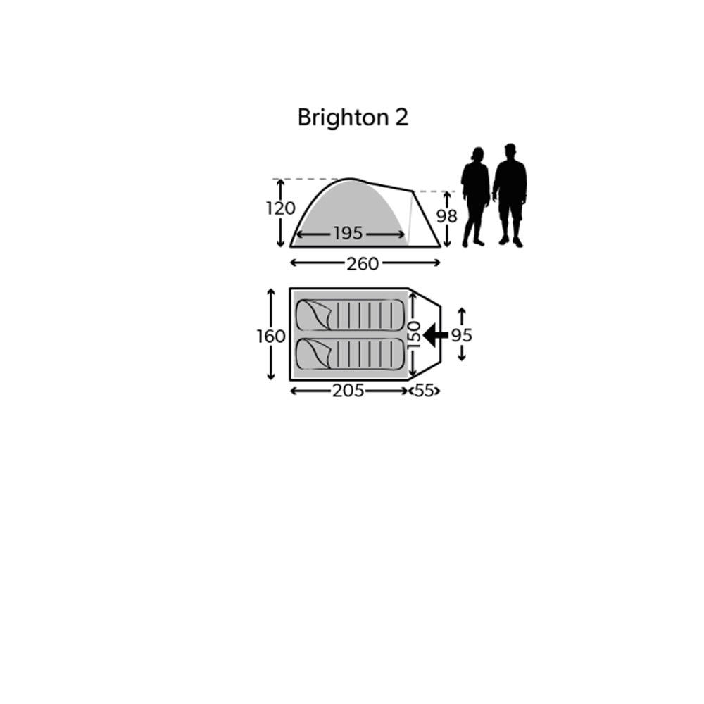 Kampa Brighton Tent – Lightweight 2 Person Touring Camping Shelter With Fiberglass Poles