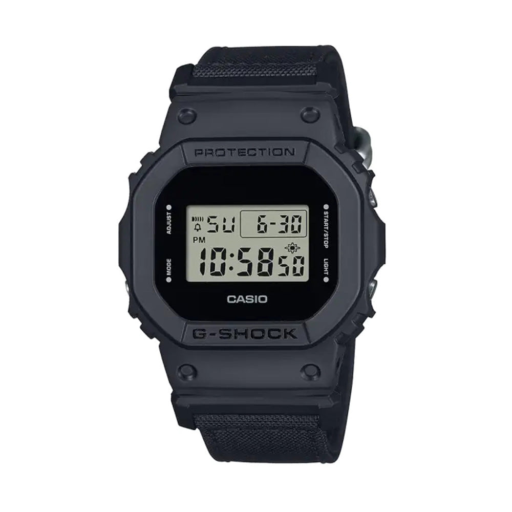 G-SHOCK Men's Watch - Shock Resistant Resin Case, Black Nylon Band, LED Backlight