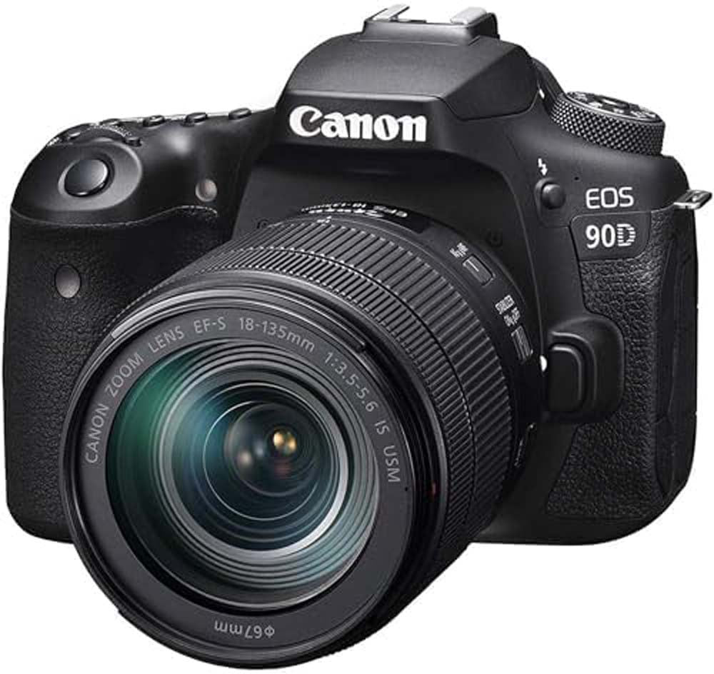 Canon 90D DSLR Camera with 18-135mm Lens Kit - 32.5MP APS-C Sensor, 4K Video