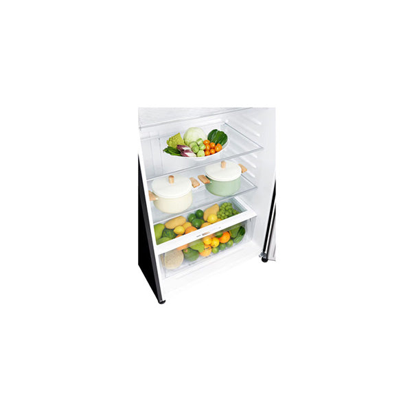 Top Mount Refrigerator - LG Black Glass Fridge With LinearCooling Technology