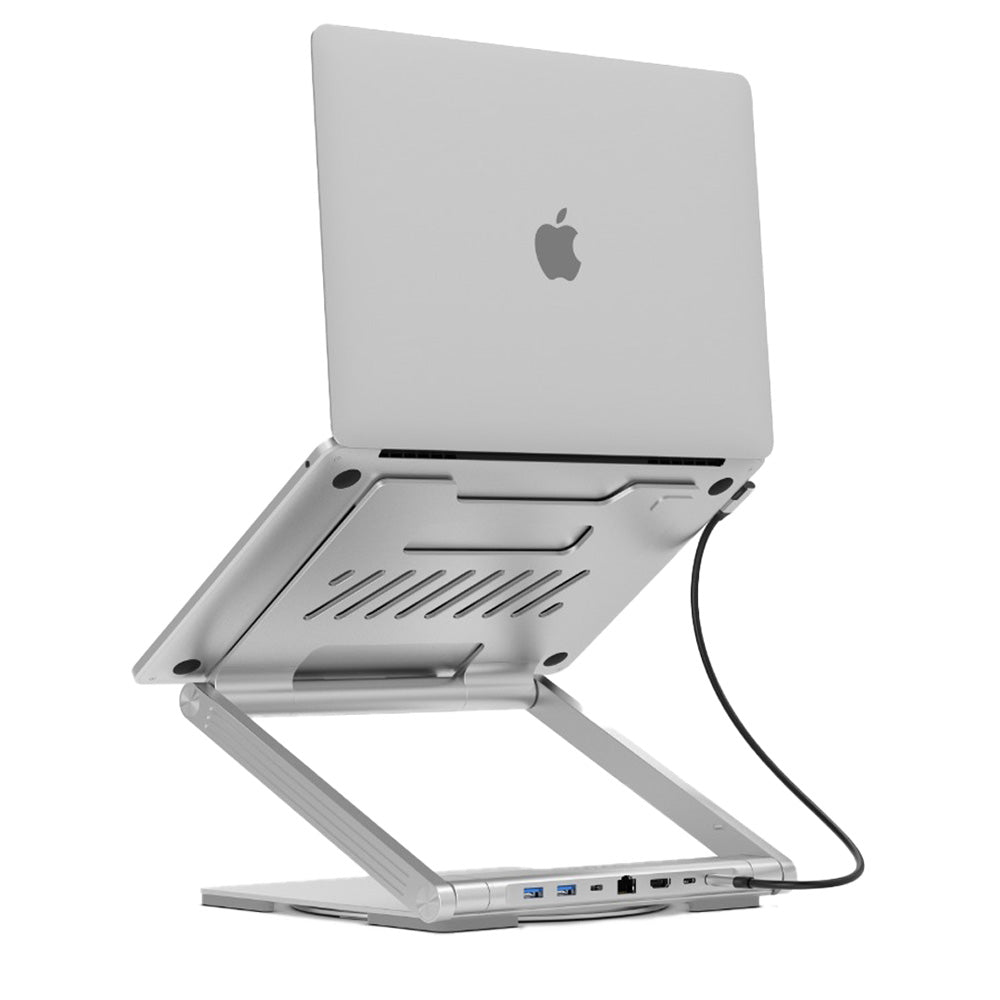 Laptop Stand With 7 In 1 Hub - Levelo Aluminum Alloy Adjustable Riser 11-17"