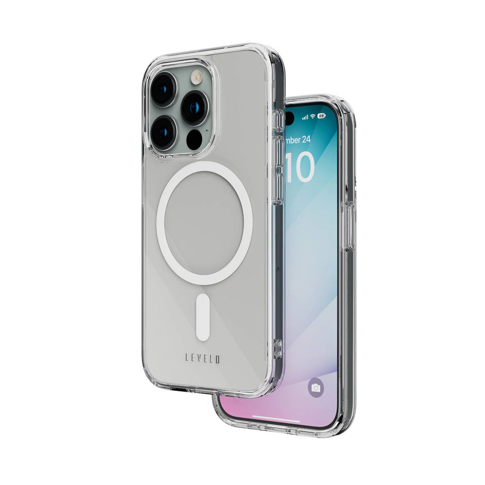 MagSafe Clear Case - Levelo iPhone 15 Pro Max Impact Resistant Cover