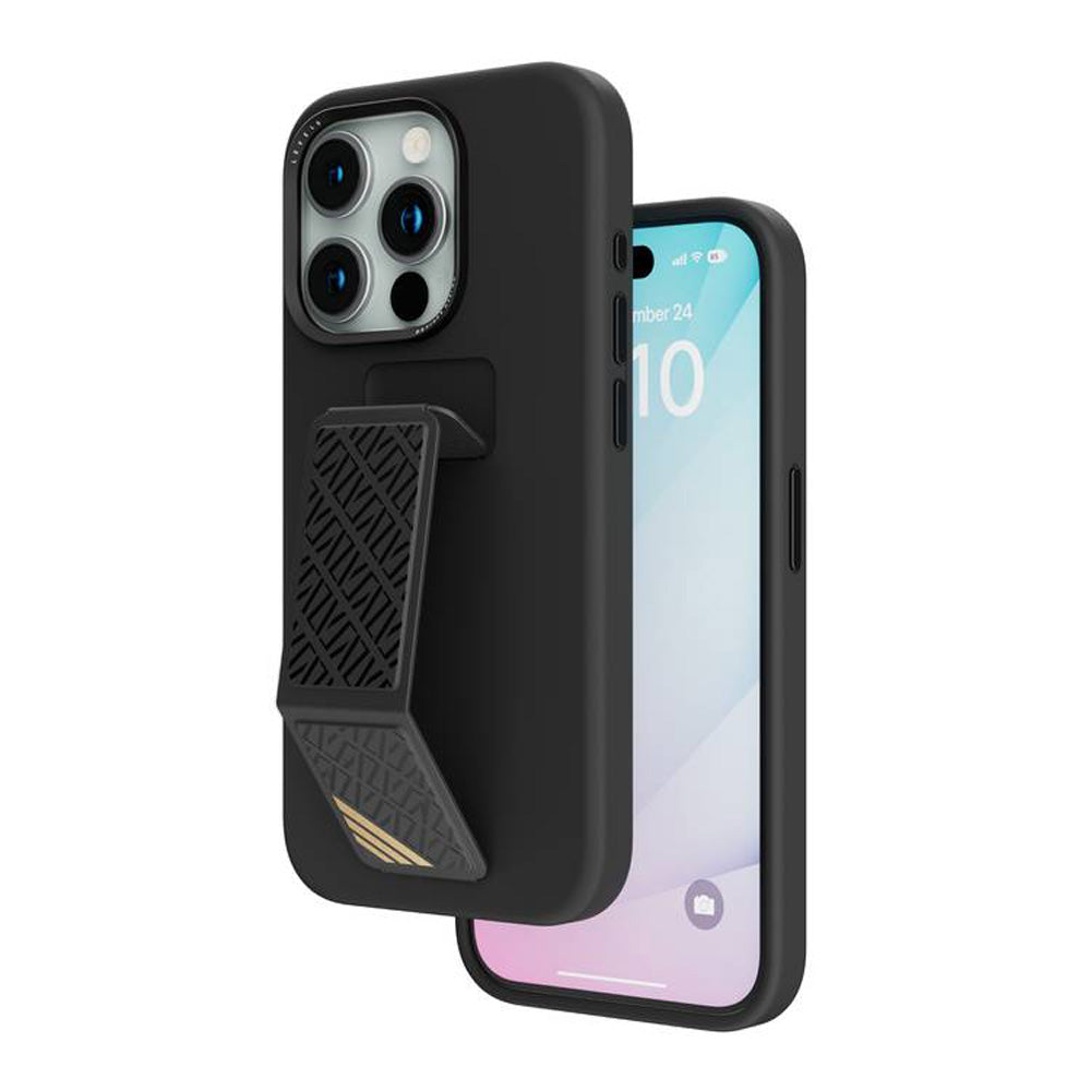 iPhone 15 Pro Max Case - Silicone Phone Cover With Leather Grip & Multi-Position Stand