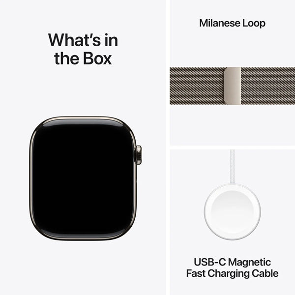 Apple Watch Series 11 Titanium Smartwatch – GPS Cellular, Health Monitoring, Milanese Loop Band