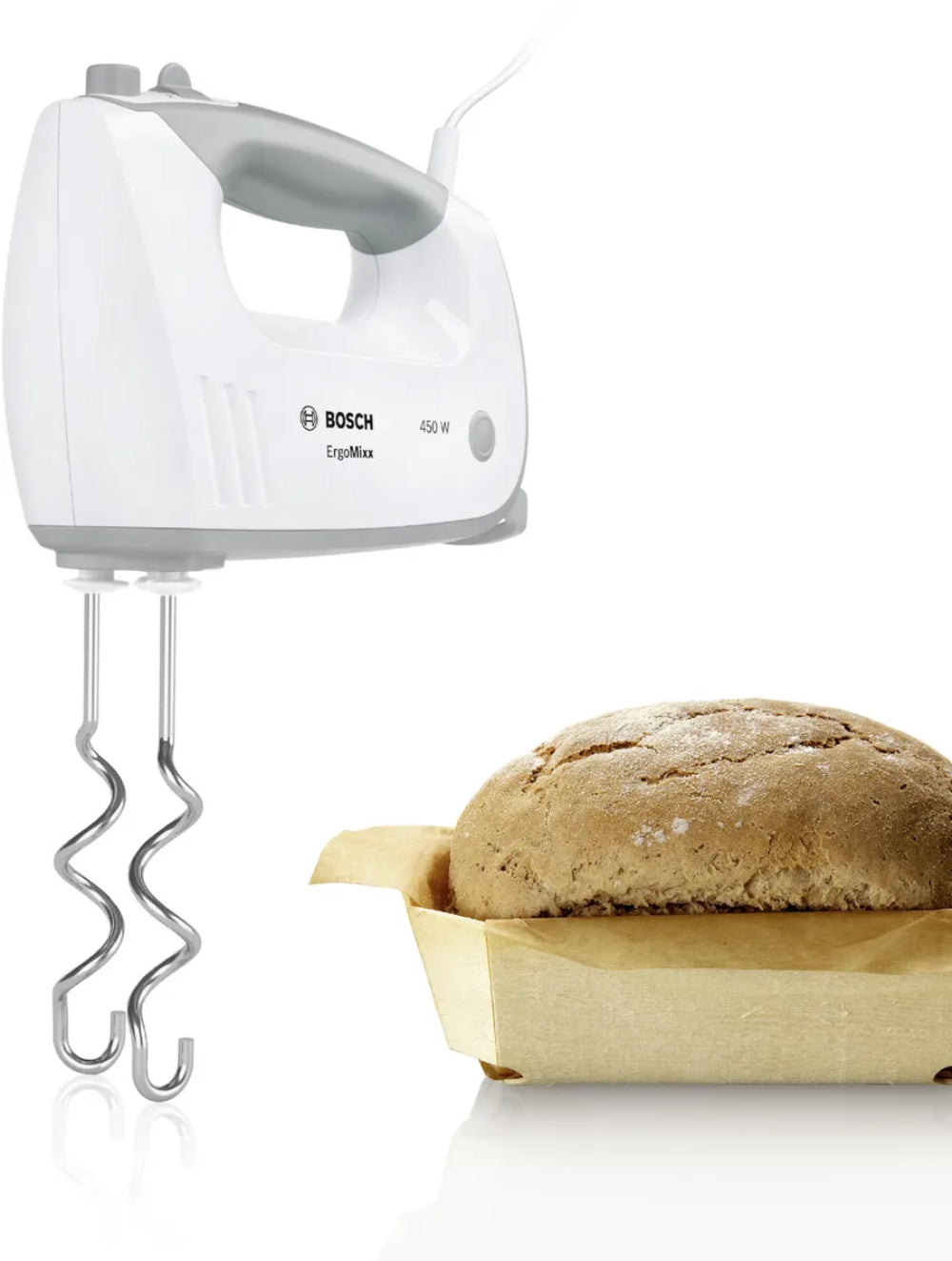 Hand Mixer 450W - Bosch Electric Mixer with Stainless Steel Whisks & Dough Hooks