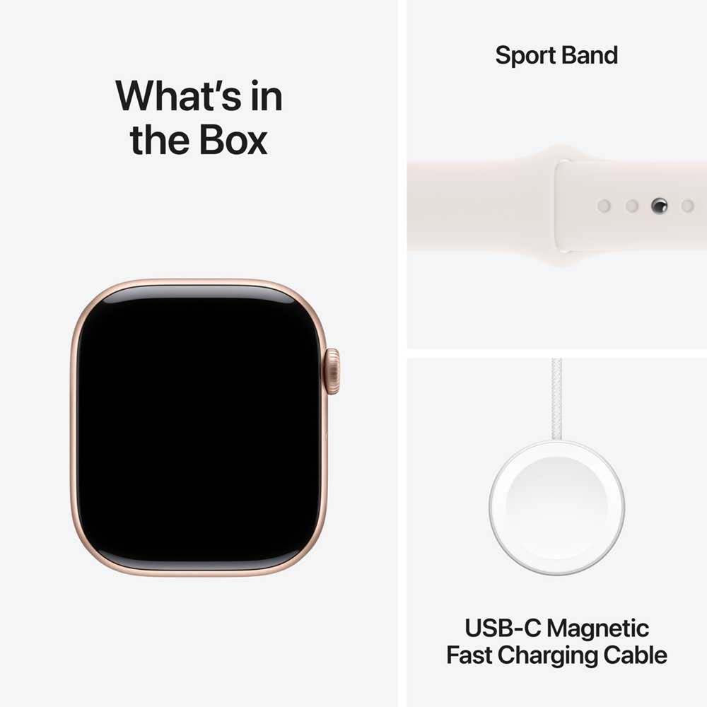 Apple Watch Series 10 GPS Smartwatch - 42mm Rose Gold Sport Band, Water Resistant