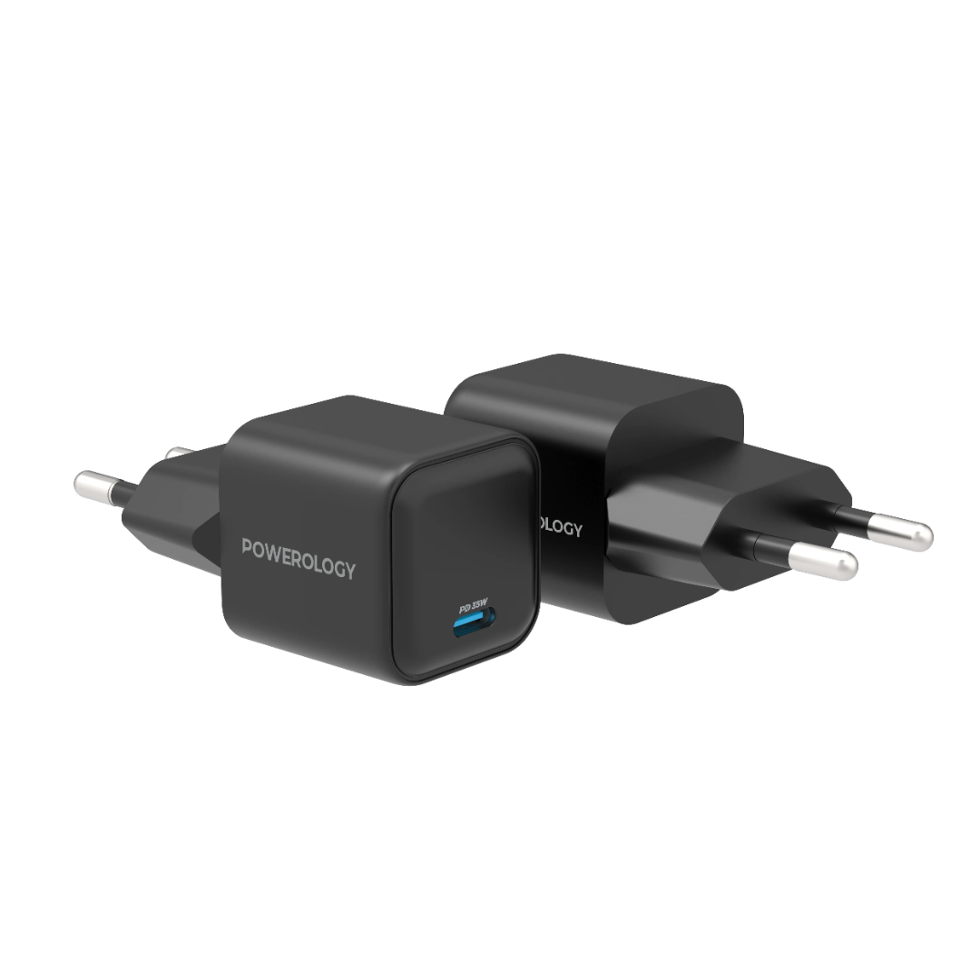 35W GaN Charger - Powerology Fast Charging Adapter for iPad 12.9" | Compact USB-C PD