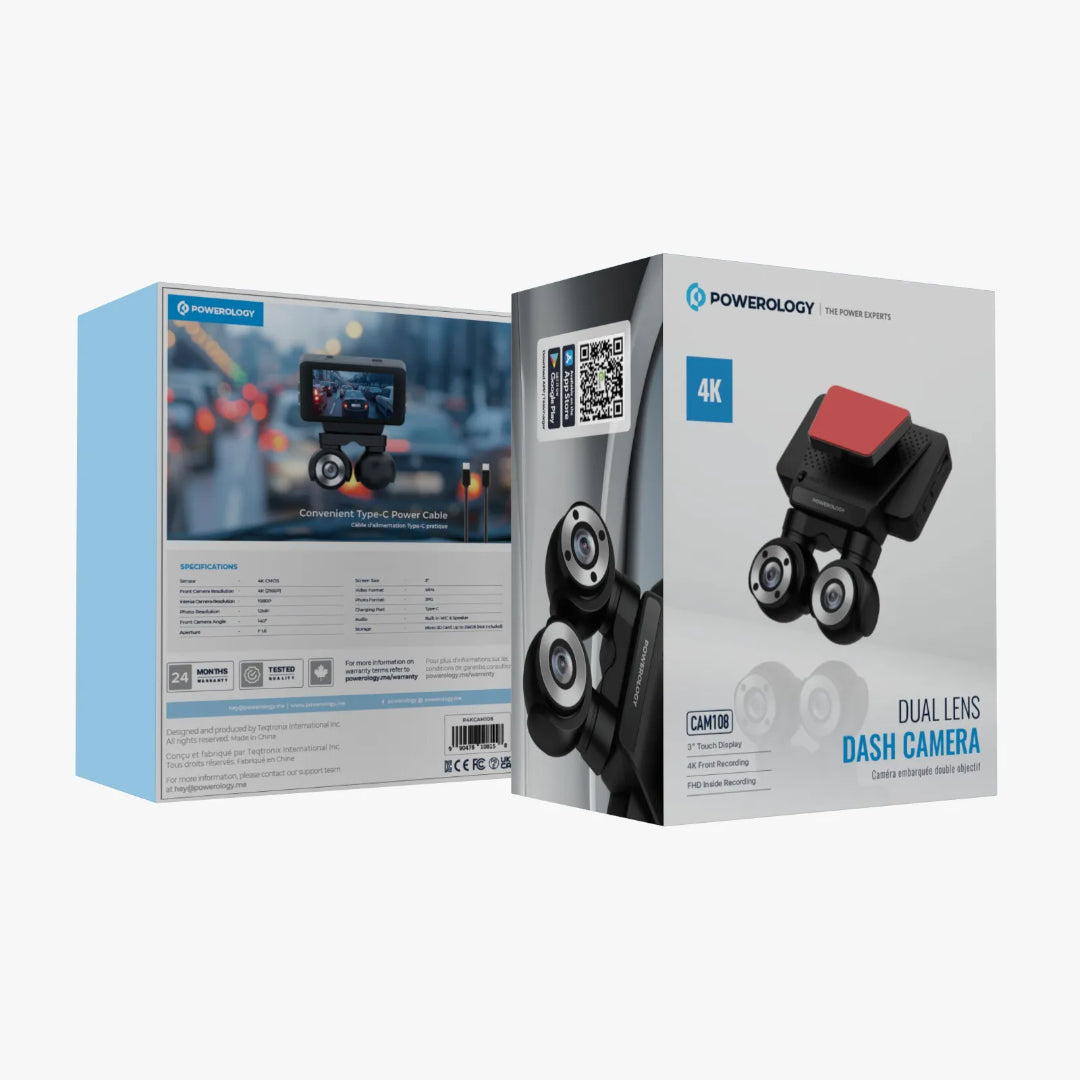 Dual Lens Dash Camera 4K Front & Interior Vehicle Security with Night Vision