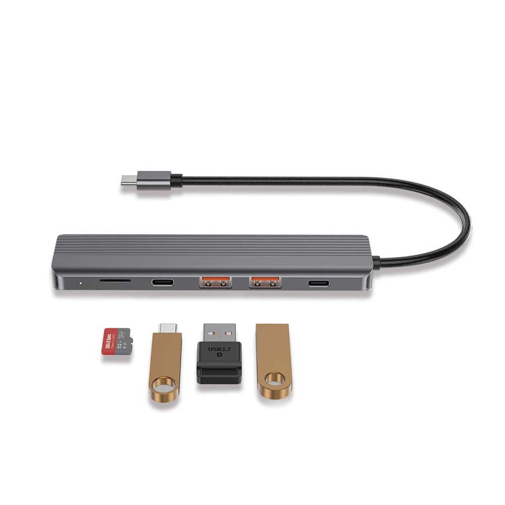 USB-C Hub Powerology 6in1 Slim 4K HDMI Adapter with USB 3.2 Data Transfer