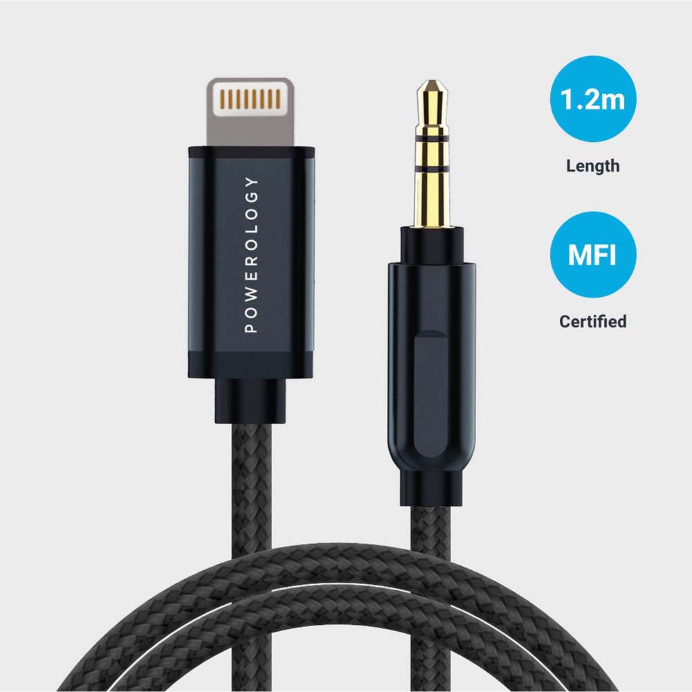 Braided Aux Lightning Cable – Durable MFi Certified Aluminum Shell Audio Cord 1.2m