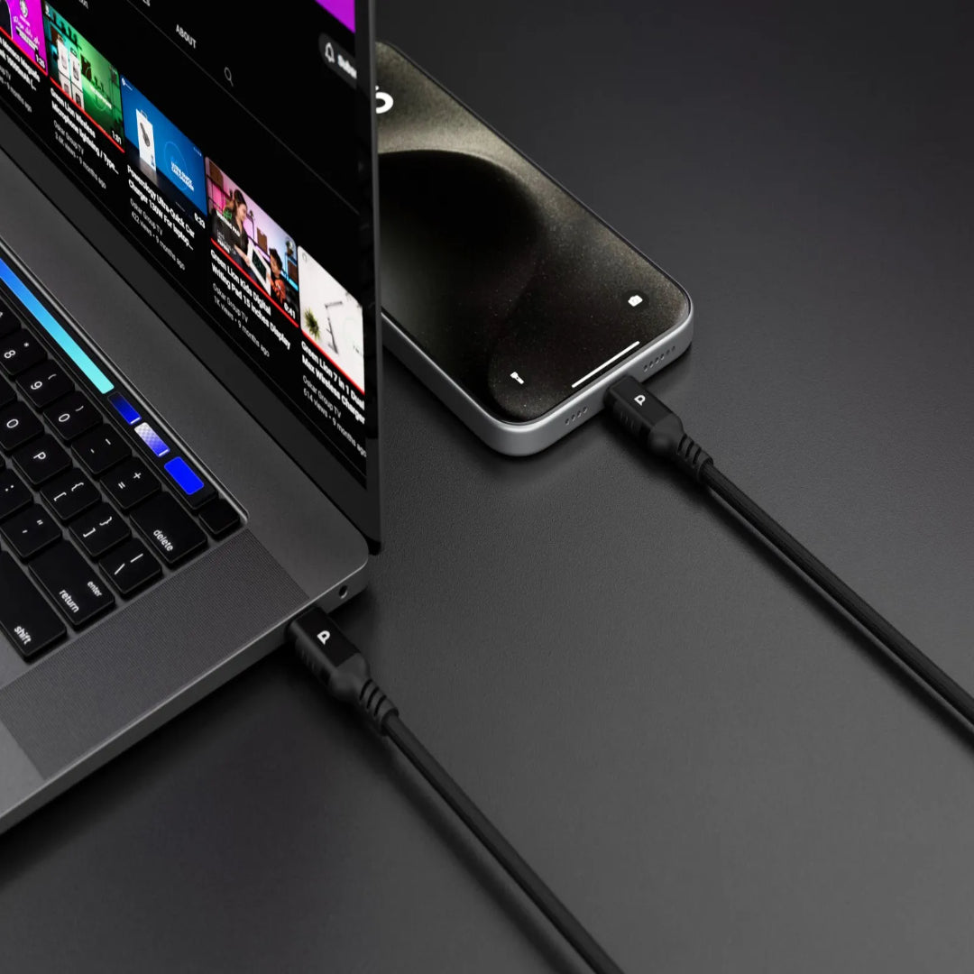 USB-C PD 60W Cable - Powerology Power Sync Braided Nylon Fast Charging Cord 1.2M