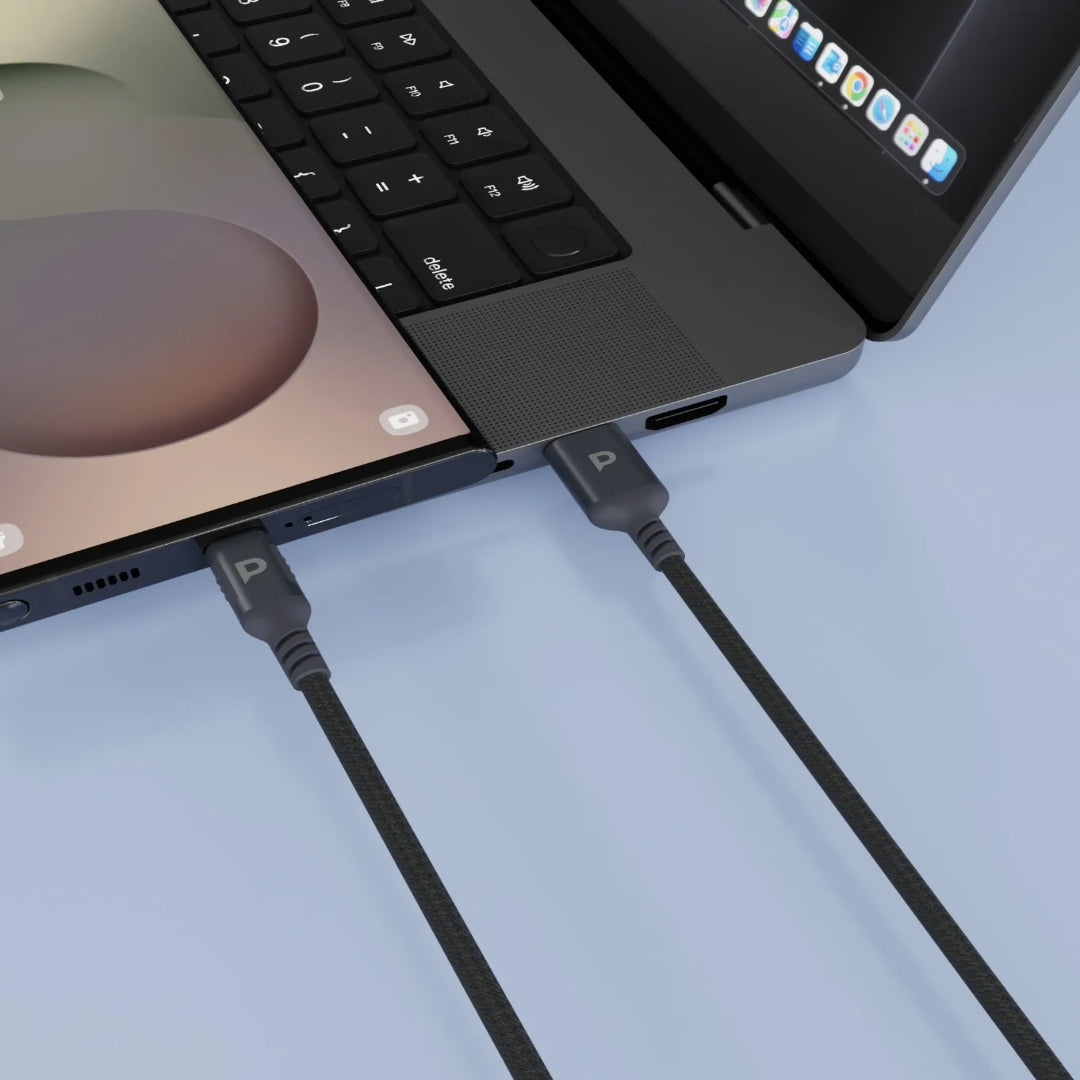 USB-A to USB-C Cable - Powerology 1.2 Meter Braided Nylon Fast Charging Cord 20W PD