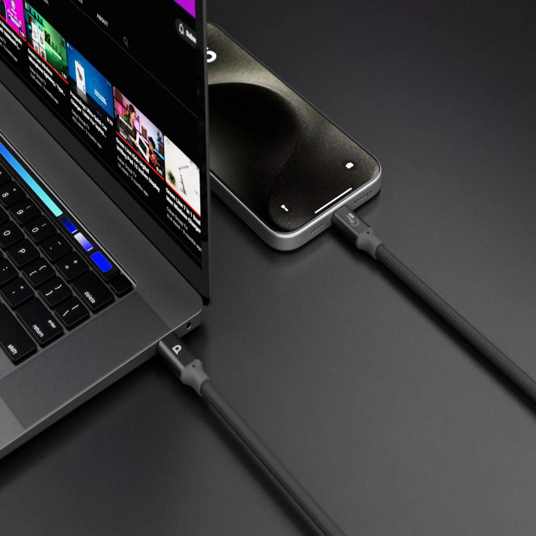 USB-C 240W Cable - Powerology Power Sync Weave 3M Durable Braided Nylon Charger