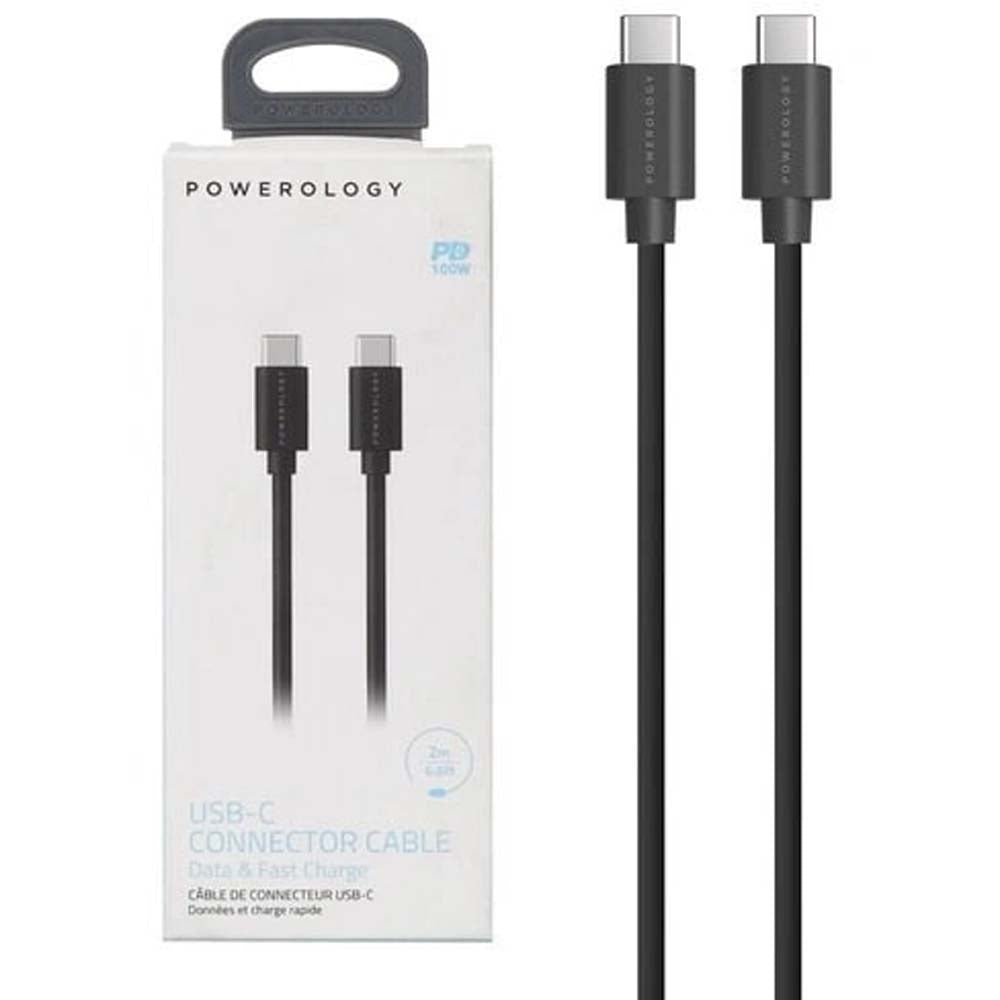 Type-C Fast Charge Cable - Powerology USB-C to USB-C 100W Durable PVC 2m