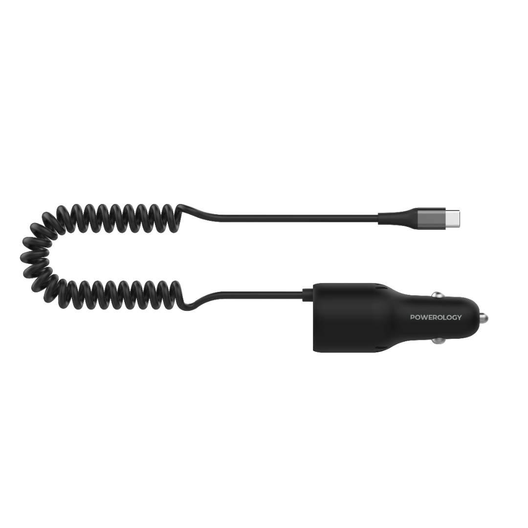 Car Charger Type-C - Powerology Triple Port Fast Charging Vehicle Adapter