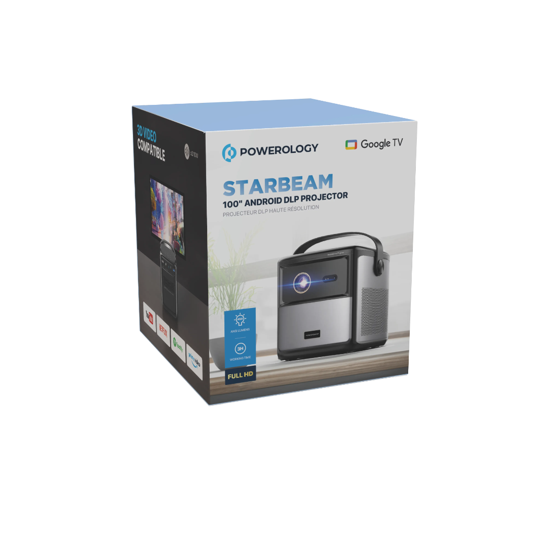 Portable Google Projector - Powerology Starbeam 100 Inch DLP Multimedia Projector