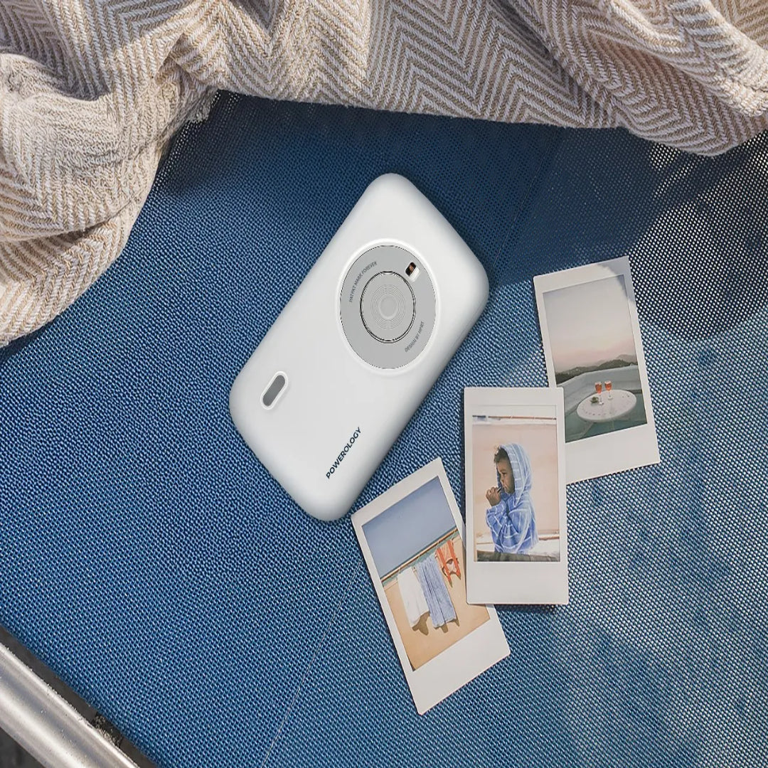 Mini Thermal Printer - Powerology Vivant Wireless Bluetooth Photo Printer White