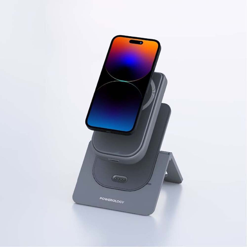 Powerology MagSafe Charger - 10000mAh Wireless Power Bank & Portable Charging Stand
