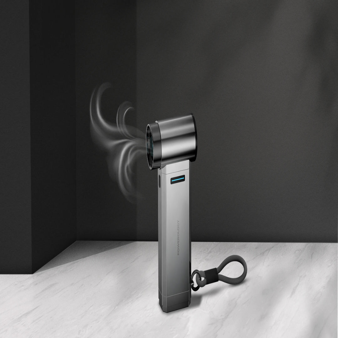 Turbo Jet Fan Vacuum - Powerology 4 Speed Portable Hand Fan & Cordless Mini Vacuum