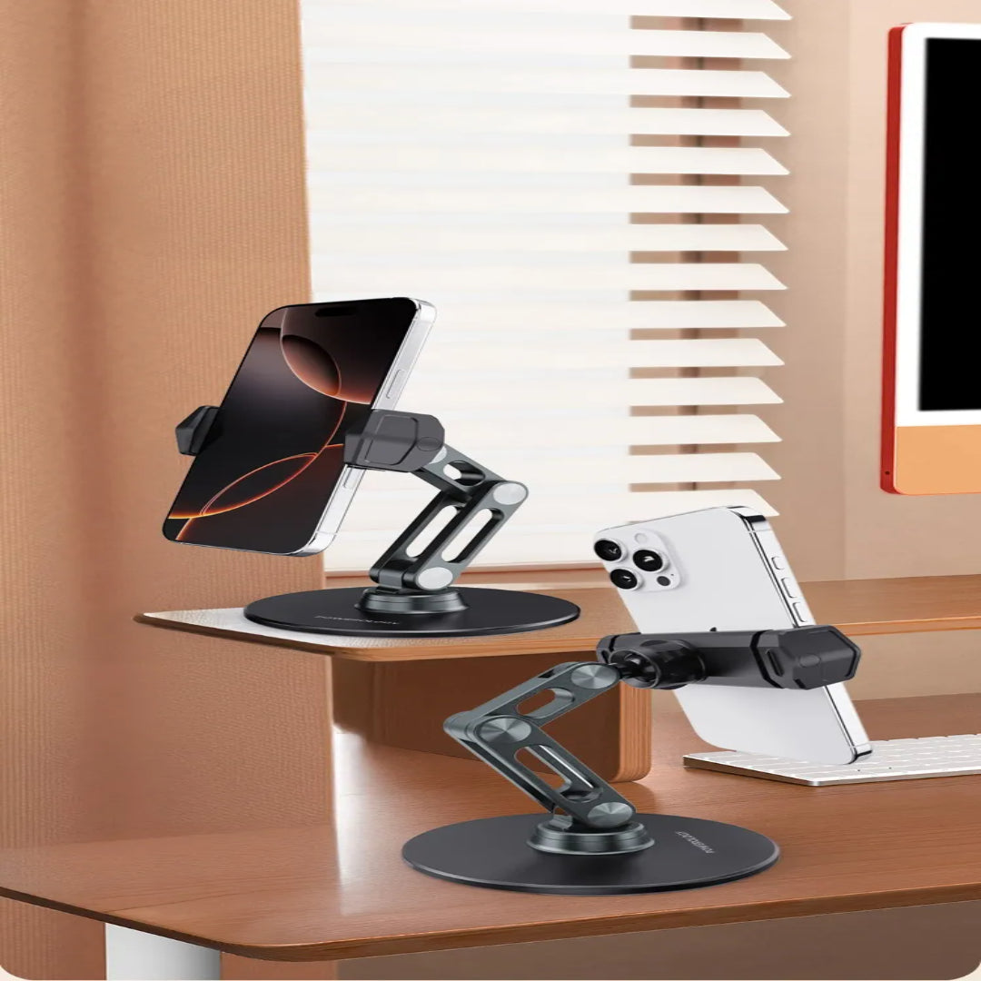 Multi-Angle Phone Stand - Adjustable Stable Holder with Rotating Metal Base