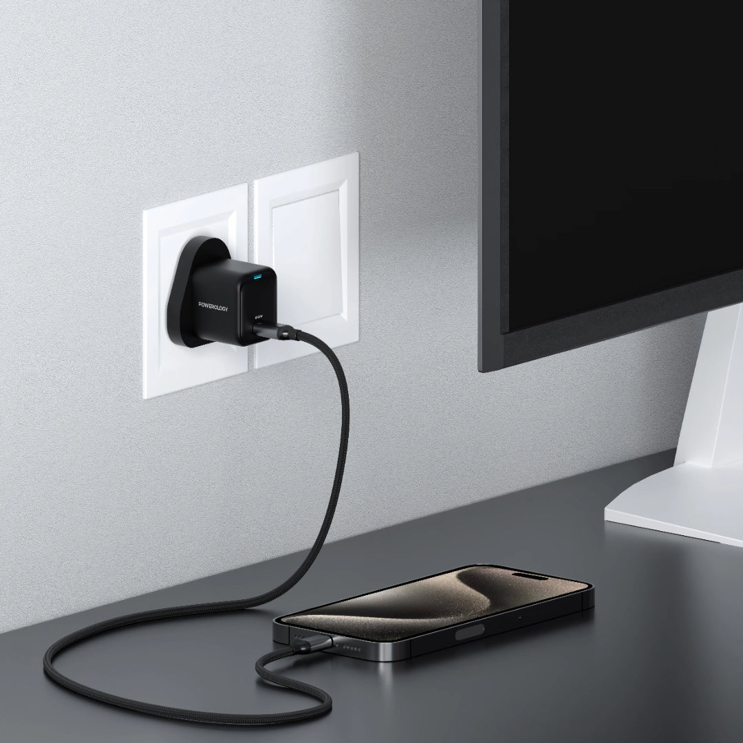 Ultra-Compact GaN Charger 20W USB-C with Braided Charging Cable – Fast Portable Power