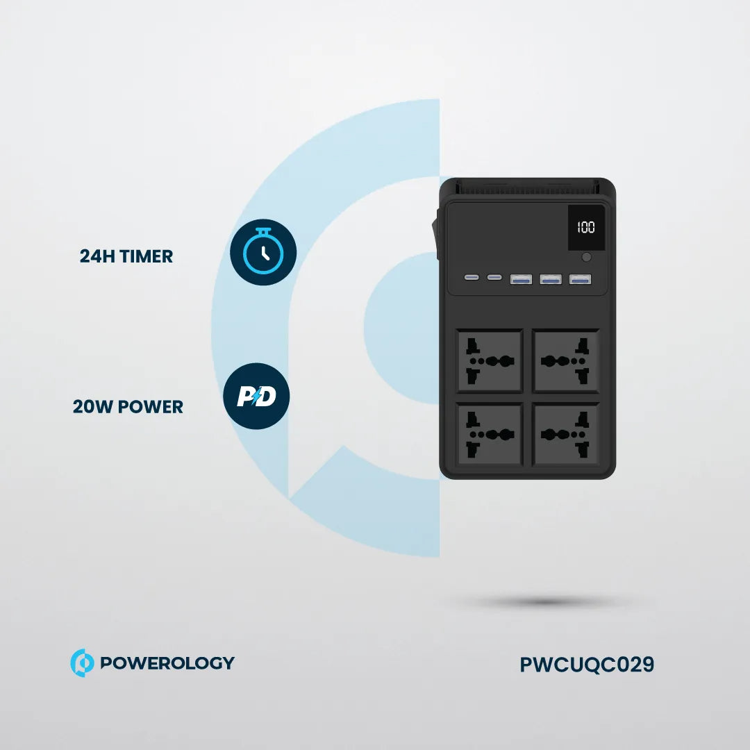 2500W Power Strip - Retractable Power Strip with USB Charging & Universal AC Sockets