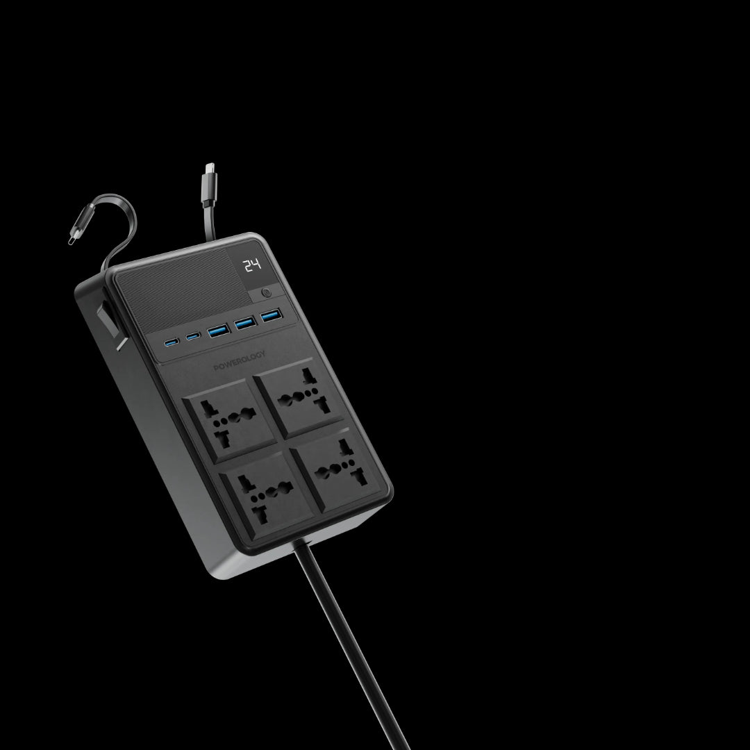 2500W Power Strip - Retractable Power Strip with USB Charging & Universal AC Sockets