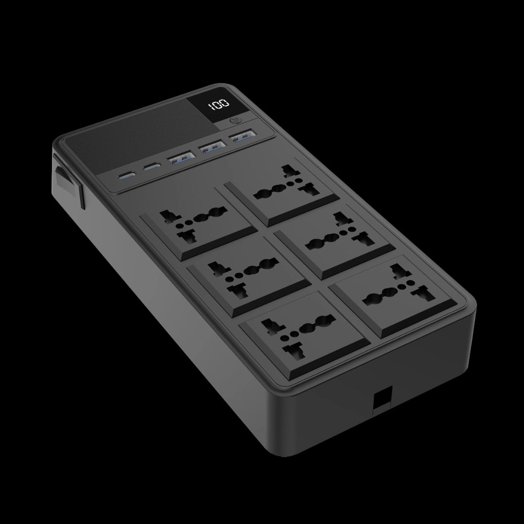 Power Strip Retractable Cables - Powerology 2500W 6 Outlet Surge Protector