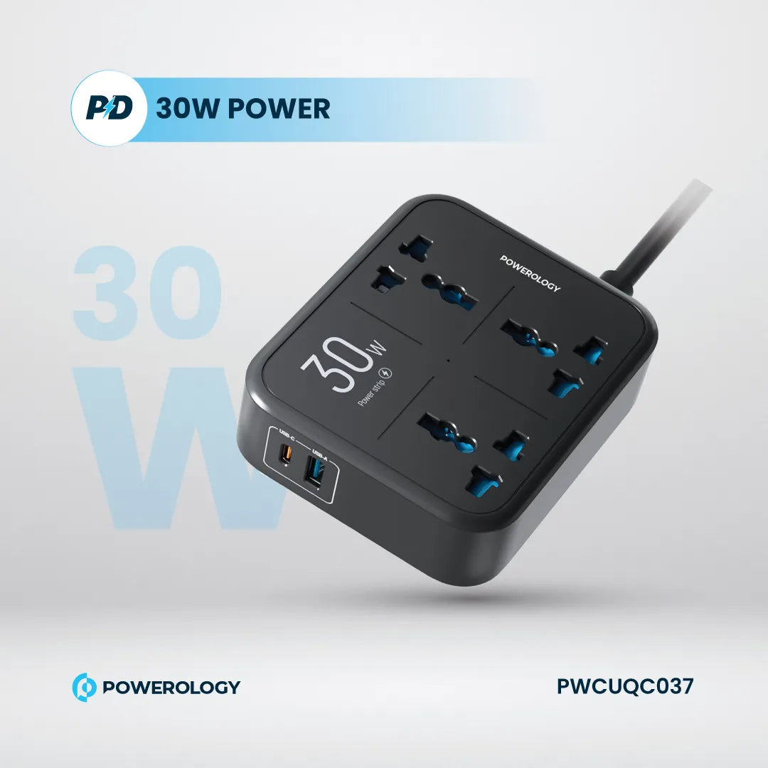 Power Strip 3250W - USB-C & USB-A Power Extension Lead With Built-In Fuse Protection