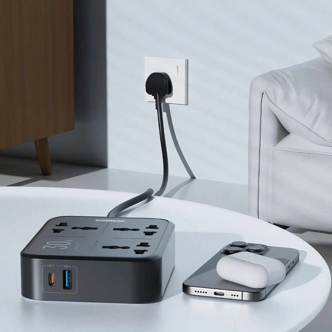 Power Strip 3250W - USB-C & USB-A Power Extension Lead With Built-In Fuse Protection