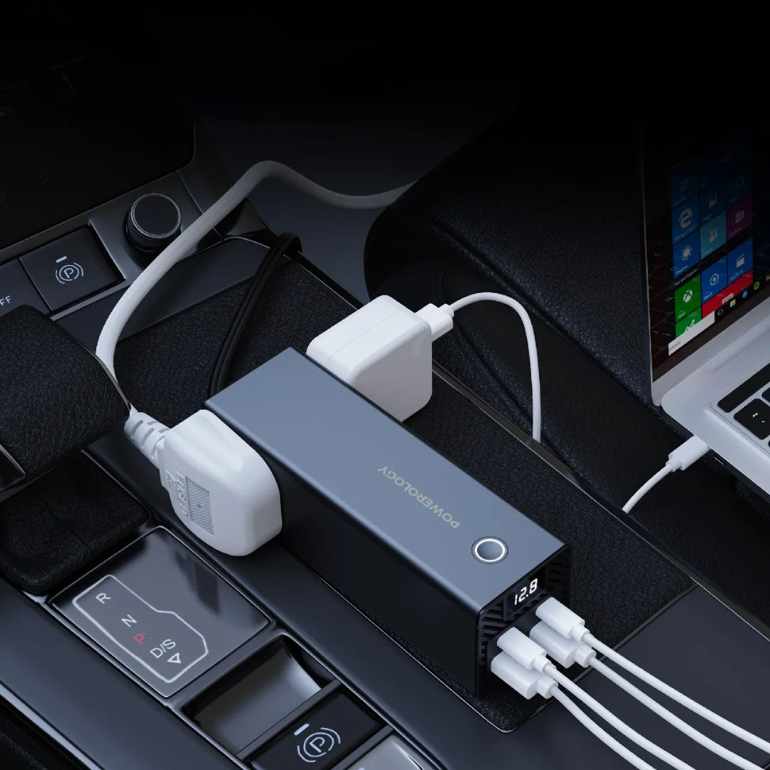 Power Inverter 300W - Universal Portable AC DC Power Converter with USB-C & Safety