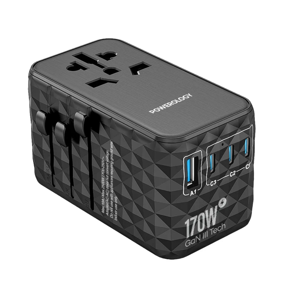 Universal Fast Charger - Powerology 4-Port USB-C & USB-A Compact Power Adapter