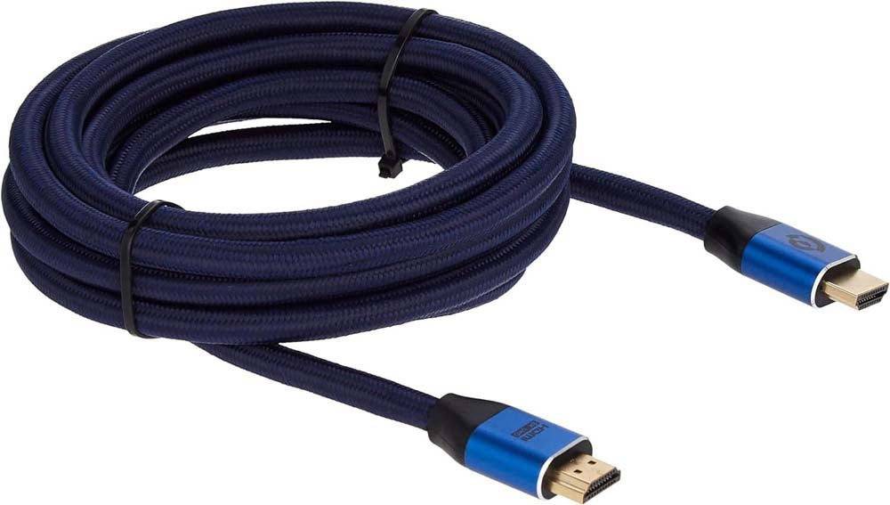 8K HDMI Cable Powerology Braided Fabric Cable With Gold Plated Connector 3M