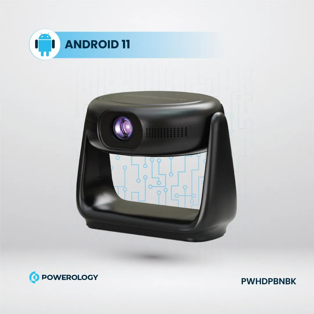 Portable Projector 720P Powerology Rotating Stand Wireless Battery Powered Device
