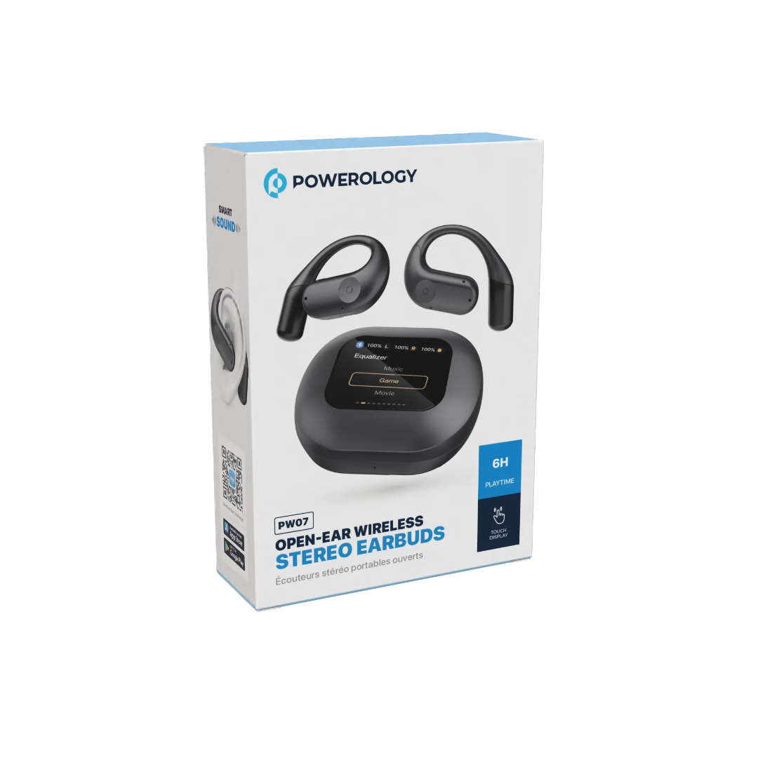 Wireless Stereo Earbuds - Powerology Open-Ear Bluetooth Audio Earphones Black