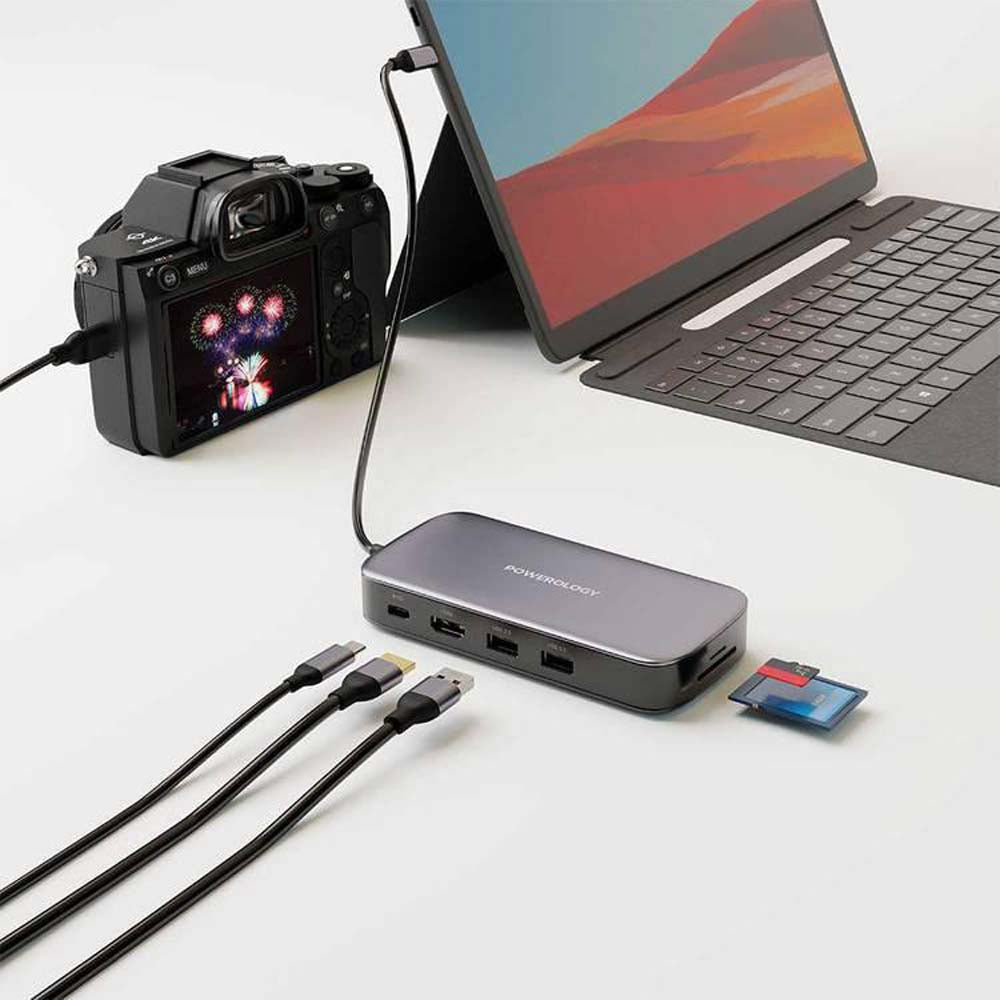 512GB USB-C Hub - Powerology Portable USB Hub with External SSD Drive & 4K HDMI Output