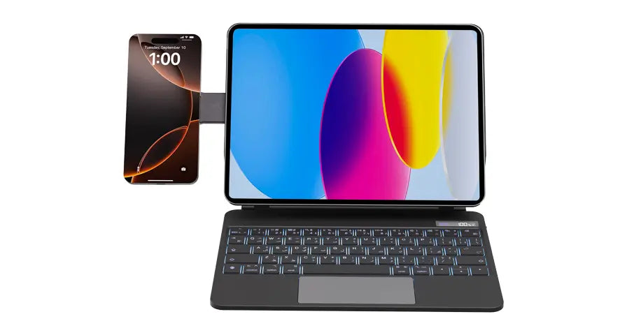 Wireless Keyboard Case for iPad 10th Gen – Powerology DynaBoard with Trackpad & MagSafe Holder