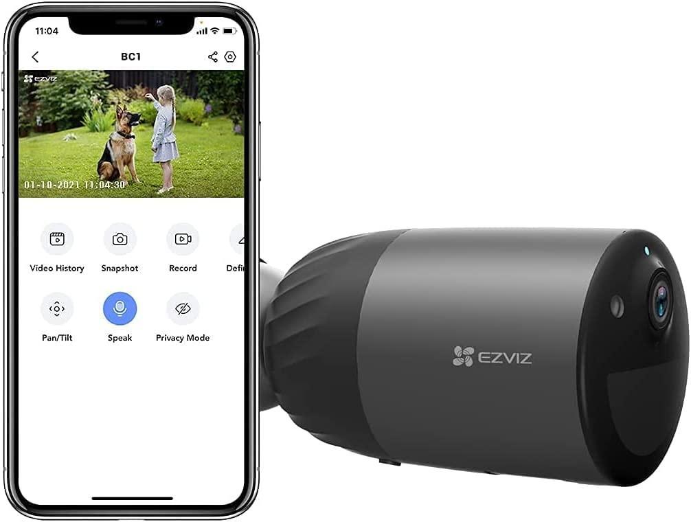 EZVIZ Battery Security Camera Outdoor with 210-Day Battery Life, 1080P Colour Night Vision, Built-in 32 GB eMMC, Two-way Audio, Waterproof (BC1C) with SanDisk 128GB Ultra MicroSDXC - Lolly