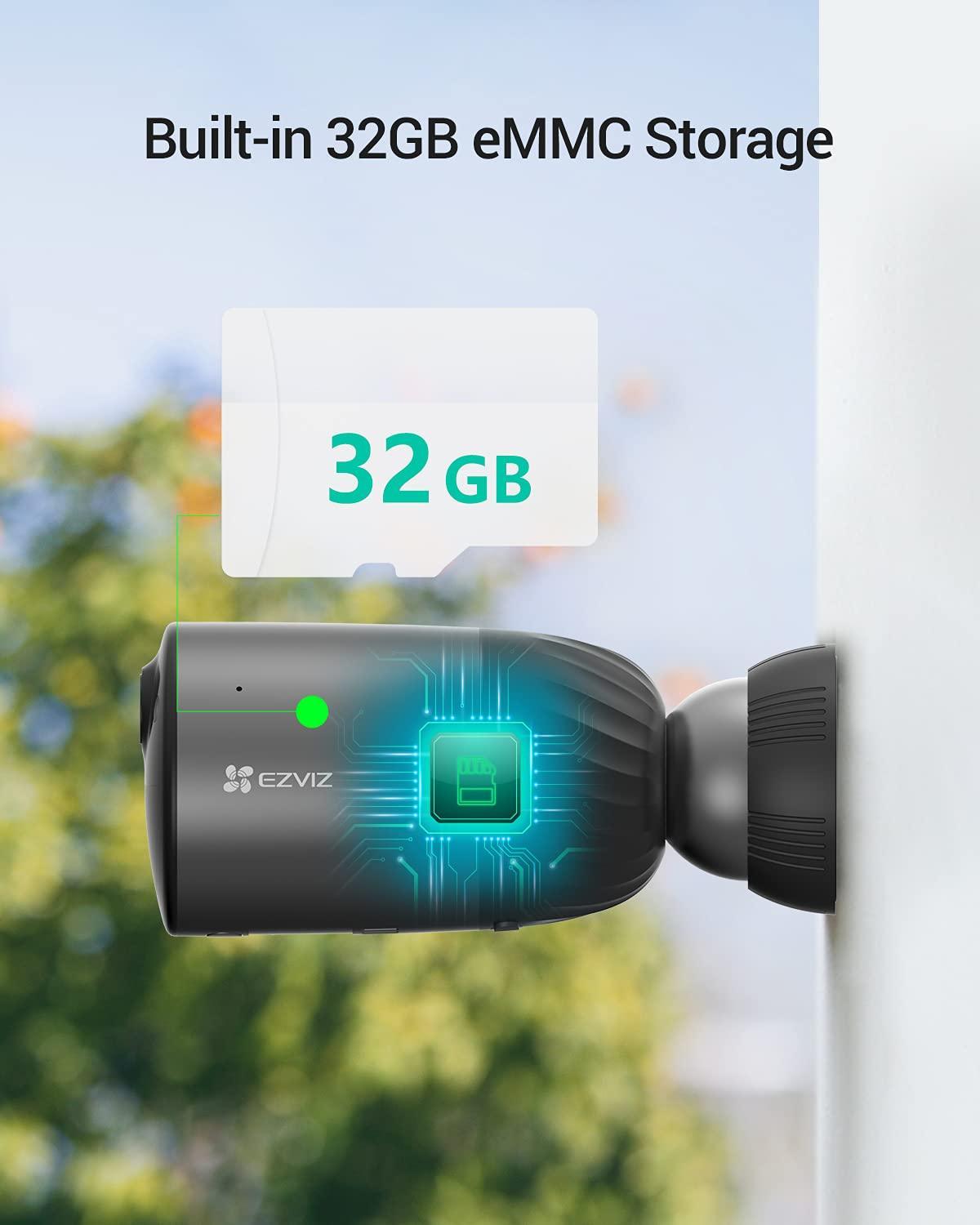 EZVIZ Battery Security Camera Outdoor with 210-Day Battery Life, 1080P Colour Night Vision, Built-in 32 GB eMMC, Two-way Audio, Waterproof (BC1C) with SanDisk 128GB Ultra MicroSDXC - Lolly