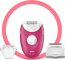 Braun Epilator SE3410 - Raspberry Pink Silkepil for legs and body, shaver head, with trimmer cap. (Same as SE 3270)
