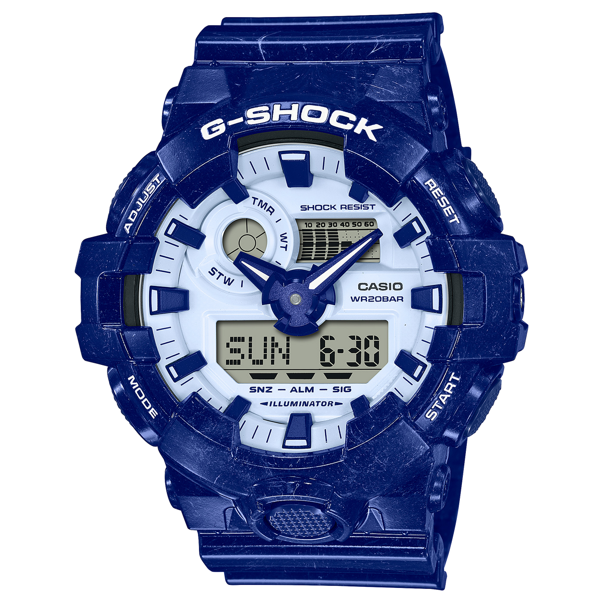 G-Shock Men Watch - Shock Resistant Resin Band Wristwatch With Blue Porcelain Design