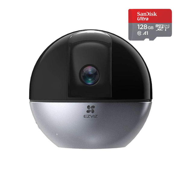 EZVIZ C6W 4MP Wifi Indoor Security Camera Auto-Zoom Montion Tracking Human Detection 360° Degree Night Vision Privacy Shutter Two-Way Talk Instant Alarm with App Control Works with Alexa with SanDisk 128GB Ultra MicroSDXC - Lolly
