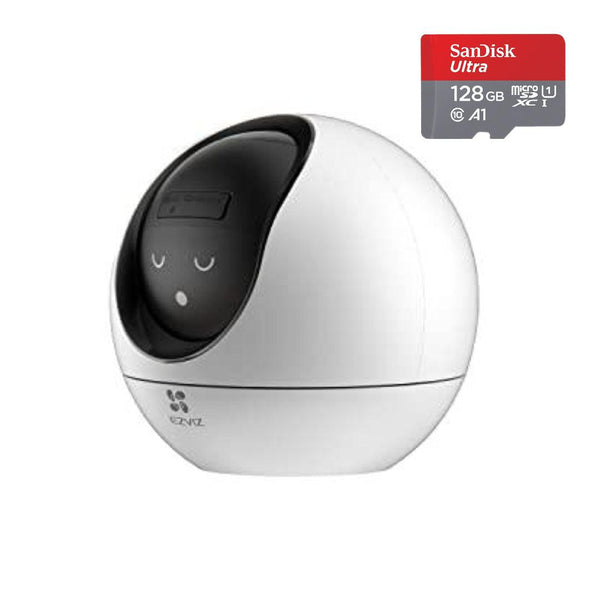 EZVIZ 4MP Indoor Camera, Pan/Tilt Baby Pet Monitor with AI Human and Pet Detection, Voice Activity Detection, Starlight Lens Color Vision | C6 with SanDisk 128GB Ultra MicroSDXC - Lolly
