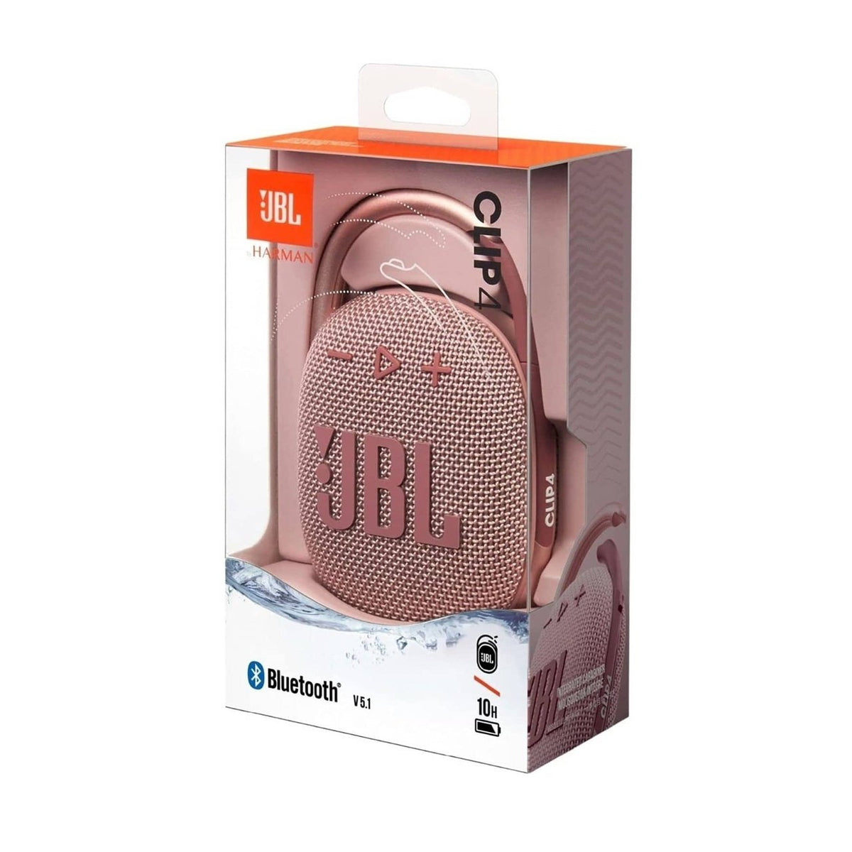 Portable Bluetooth Speaker - JBL Clip 4 Waterproof Compact Wireless Pink Speaker