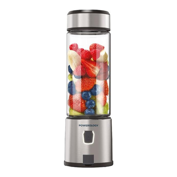 Powerology 6-Blade Portable Juicer - 450ml, 16500RPM, Ice Crusher Silver