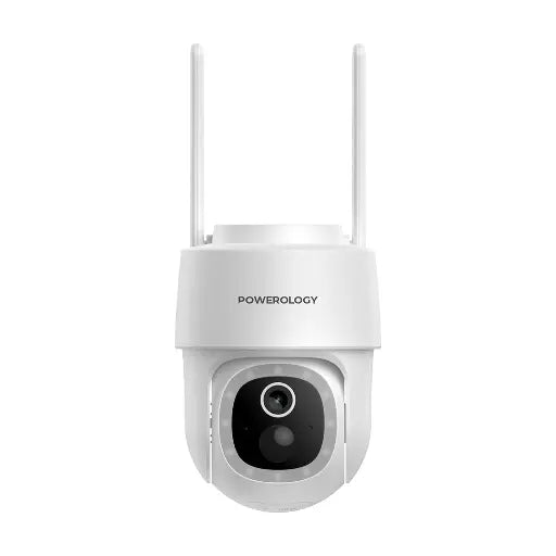 Powerology Solar Pan & Tilt Outdoor Camera - 2K HD White