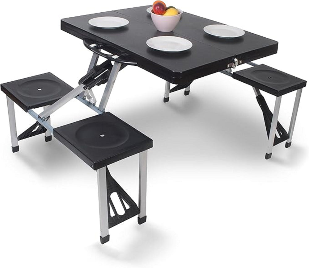 Folding Camping Table - Portable Picnic Table With Parasol Hole & Lightweight Frame