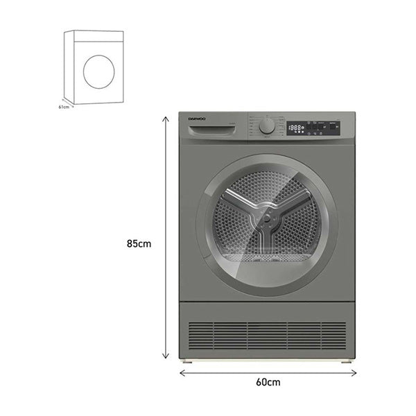 Front Load Dryer Daewoo 8kg Capacity | Energy Efficient Silver Finish
